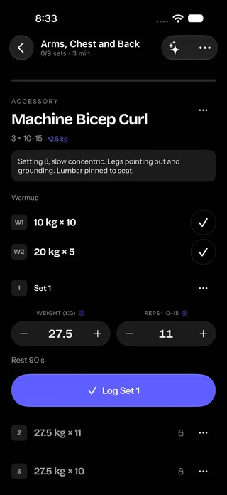 Fitness — Recording exercise sets